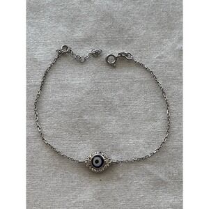 925 Sterling Silver Evil Eye Bracelet Vintage Estate Jewelry